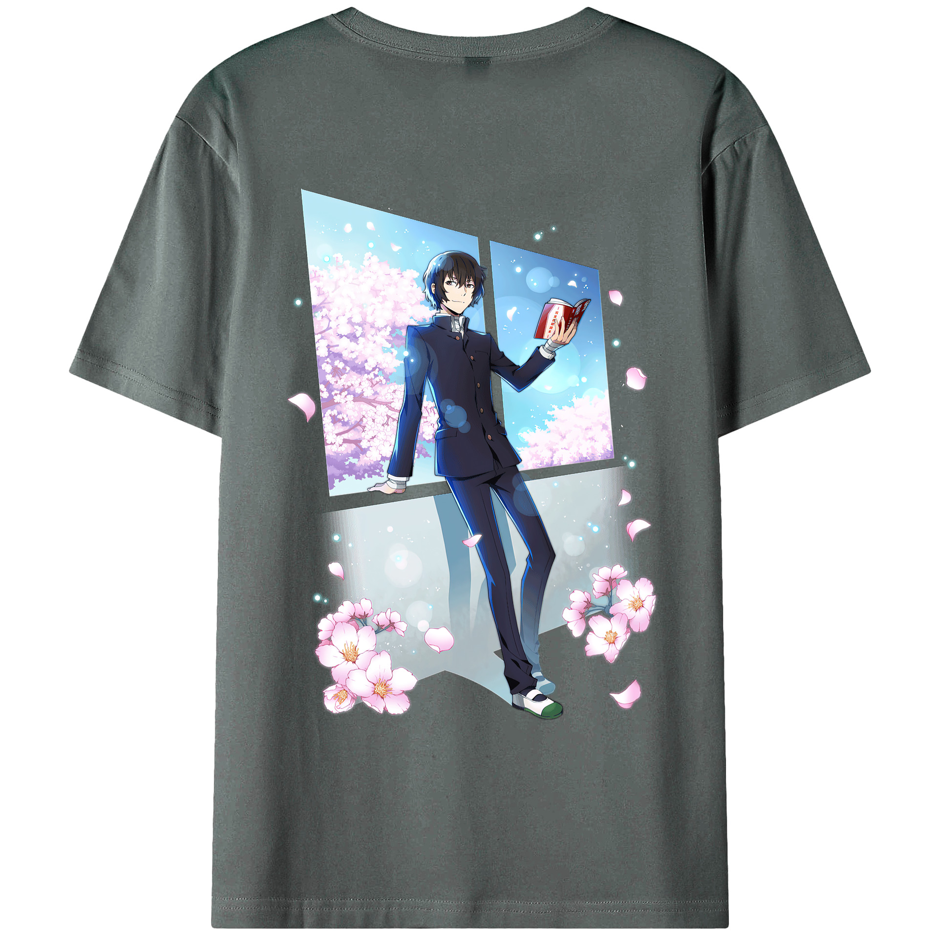 （画像用） 文豪ストレイドッグス Bungo Stray Dogs 綿100％ メンズ半袖Tシャツ（バックプリント） 通気性